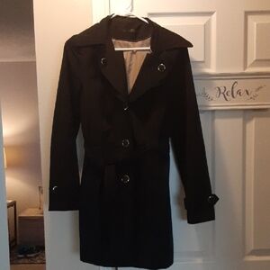 Calvin Klein Elegant Black Women's Trench Coat With Hood and Belt